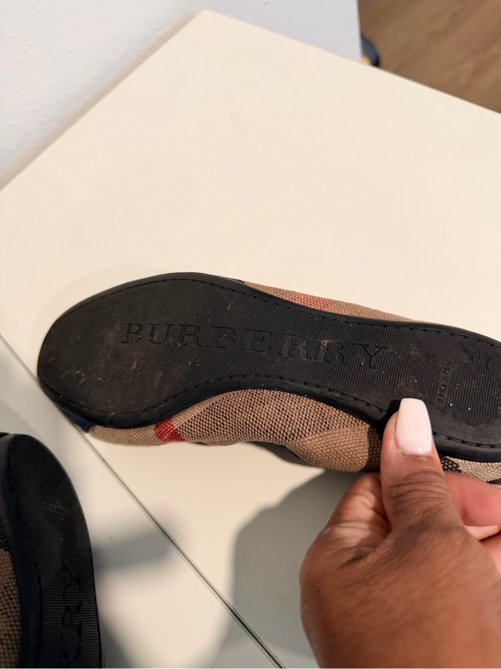 BurberryBallet Flats - Size 38-Blue and Tan - Picture 3 of 6